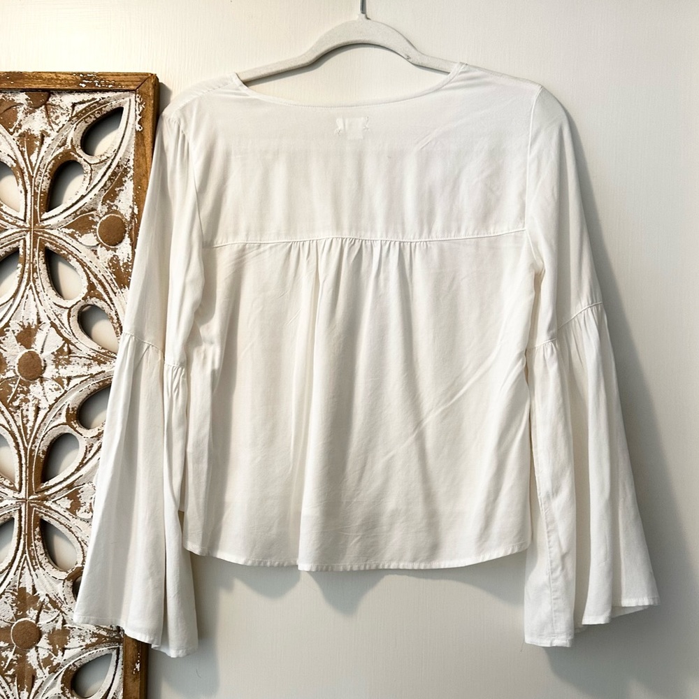 Garage White Boho Peasant Blouse | Lace Detail Bell Sleeves - Picture 10 of 11